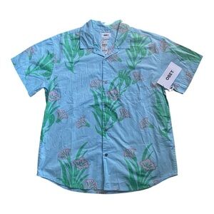 NWT-TILLYS-OBEY-MENS SHORT SLEEVE BUTTON UP SHIRT-SIZE MEDIUM